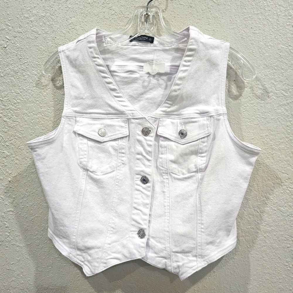 White Denim Vest/Top size Lg